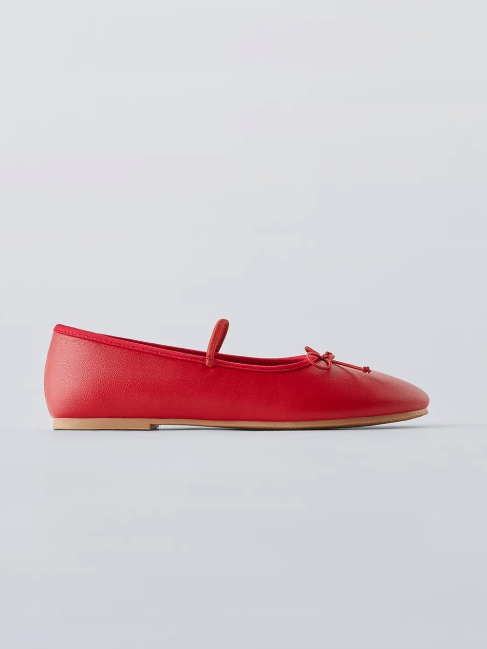 Zara Red Ballet Flat with Mary Jane Strap